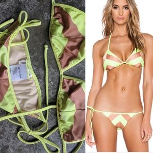 Revolve neon tan Chevron AMUSE society bikini xs